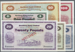 01891 Northern Ireland / Nordirland: Set Of 6 SPECIMEN Notes Northern Bank Limited Containing 1 Pound 1978 P. 187s, Regu - Altri & Non Classificati