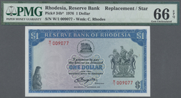 02037 Rhodesia / Rhodesien: 1 Dollar 1976 With Watermark C.Rhodes And Replacement Series With Serial Letter "W/1", P.34b - Rhodesia