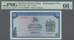 02037 Rhodesia / Rhodesien: 1 Dollar 1976 With Watermark C.Rhodes And Replacement Series With Serial Letter "W/1", P.34b - Rhodésie