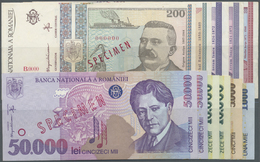 02048 Romania / Rumänien: Set Of 11 Specimen Notes Containing 1000 Lei 1998 (UNC), 5000 Lei 1998 (UNC), 2x 10000 Lei 199 - Romania