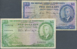 00338 British Caribbean Territories: Set Of 2 Notes Containing 2 Dollars 1950 P. 2 (VG) And 5 Dollars 1951 P. 3 (F-), Ni - Other - America