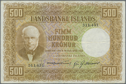 01025 Iceland / Island: 500 Kronur 1928 P. 36 In Used Condition With Several Folds, No Holes, 2 Minor Border Tears, Stil - Iceland