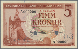 01026 Iceland / Island: 5 Kronur L.21.06.1957 SPECIMEN, P.37as In Perfect UNC Condition - Iceland