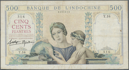 00848 French Indochina / Französisch Indochina: 500 Francs ND P. 57, Used With Several Folds, 2 Pinholes, Light Staining - Indochine