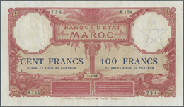 01733 Morocco / Marokko: 100 Francs 1926 P. 14 In Exceptional Condition For This Type Of Note With Only Light Folds, Min - Morocco