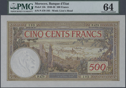 01735 Morocco / Marokko: 500 Francs 1948 P. 15b, PMG Graded 64 Choice UNC. - Maroc