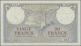 01740 Morocco / Marokko: 20 Francs 1931 P. 18a In Great Condition With Only A Light Center Fold, Light Handling In Paper - Morocco