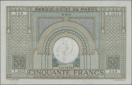 01744 Morocco / Marokko: 50 Francs 1947 P. 21, Light Folds And Handling In Paper, Not Washed Or Pressed, No Holes Or Tea - Marocco