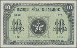 01748 Morocco / Marokko: Set Of 2 CONSECUTIVE Notes 10 Francs 1944 P. 25 In Condition: UNC. (2 Pcs) - Maroc