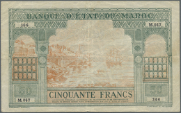 01755 Morocco / Marokko: 50 Francs 1943 P. 40 In Used Condition With Several Folds And Creases In Paper, No Holes Or Tea - Morocco