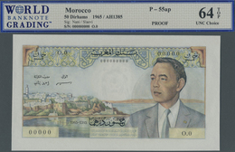 01758 Morocco / Marokko: 50 Dirhams 1965 Specimen Proof P. 55as/p, Highly Rare, With Large Borders And Zero Serial Numbe - Morocco