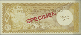 01782 Netherlands Antilles / Niederländische Antillen: 250 Gulden 1962 Specimen P. 6s With 012345 Serial Number And Spec - Antilles Néerlandaises (...-1986)