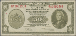 01801 Netherlands Indies / Niederländisch Indien: 50 Gulden L.1943, P.116a In VF Condition With Several Folds And Some M - Dutch East Indies