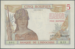 00837 French India / Französisch Indien:  Banque De L'Indo-Chine - Pondichéry 5 Rupees ND(1937-46) With Signature Titles - Inde