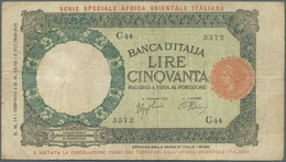 01256 Italian East Africa / Italienisch Ost-Afrika: 50 Lire January 1st 1939, P.1b, Lightly Toned Paper With Some Folds - Italian East Africa