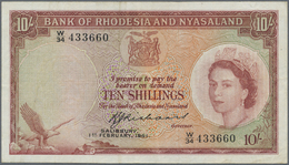 02030 Rhodesia & Nyasaland: 10 Shillings 1961 P. 20b, Used With  Folds, No Holes Or Tears, Still Strongness In Paper And - Rhodesia