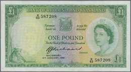 02032 Rhodesia & Nyasaland: 1 Pound 1961 P. 21b In Exceptional Condition, Light Vertical And One Verly Light Corner Fold - Rhodesia