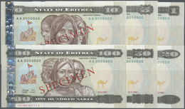 00723 Eritrea: Set Of 6 SPECIMEN Banknotes Eritrea From 1 To 100 Nakfa 1997 P. 1s To 6s, All With Zero Serial Numbers, I - Eritrea