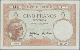 01826 New Caledonia / Neu Kaledonien: 5 Francs ND(1926) Ovpt. Noumea On French Indochina, Light Center Bend And Light Ha - Nouméa (Nuova Caledonia 1873-1985)