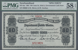 01854 Newfoundland / Neufundland: 80 Cents 1901 Specimen P. 4as, PMG Graded 58 Choice About UNC EPQ. - Canada