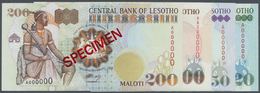 01580 Lesotho: Set Of 4 Specimen Banknotes Containing 20, 50, 100 And 200 Maloti 1994 P. 16s-18s, 20s, All In Condition: - Lesotho