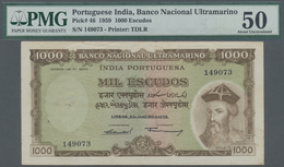 02023 Portuguese India / Portugiesisch Indien: Banco Nacional Ultramariono 1000 Escudos 1959, P.46, Very Rare High Denom - Inde