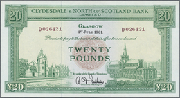 02859 Scotland / Schottland: Clydesdale & North Of Scotland Bank Ltd 20 Pounds 1961 P. 193b, 2 Light Vertical Folds, Cri - Autres & Non Classés