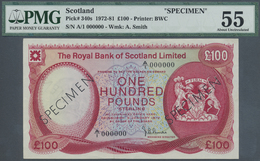 02873 Scotland / Schottland: 100 Pounds 1972 Specimen P. 340s, PMG Graded 55 AUNC. - Autres & Non Classés