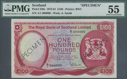 02873 Scotland / Schottland: 100 Pounds 1972 Specimen P. 340s, PMG Graded 55 AUNC. - Other & Unclassified