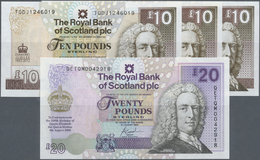 02874 Scotland / Schottland: Set Of 4 Notes Containing 3x 10 Pounds 2012 "Diamond Jubilee" Commemorative P. 368 And 1x 2 - Autres & Non Classés