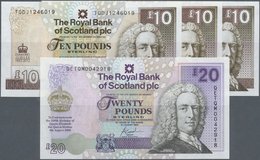 02874 Scotland / Schottland: Set Of 4 Notes Containing 3x 10 Pounds 2012 "Diamond Jubilee" Commemorative P. 368 And 1x 2 - Altri & Non Classificati