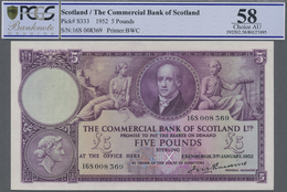 02876 Scotland / Schottland: The Commercial Bank Of Scotland 5 Pounds 1952, P.S333 In Excellent, Almost Perfect Conditio - Altri & Non Classificati