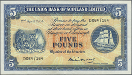 02878 Scotland / Schottland: 5 Pounds 1954 P. S817b, Light Vertical Folds, No Holes Or Tears, Still Crispness In Paper, - Other & Unclassified
