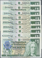 02880 Scotland / Schottland: Set Of 9x 1 Pound Notes, Mostly Commemorative Issues, Containing Dates 4x 1999 "Scottish Pa - Autres & Non Classés