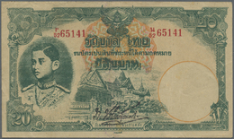 03097 Thailand: 20 Baht ND(1943) P. 41, Center Fold And Light Creases In Paper, No Holes Or Tears, Still Strongness In P - Thaïlande