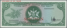 03107 Trinidad & Tobago: 5 Dollars ND(1977) Specimen P. 31s, Zero Serial Numbers And Specimen Overprint, Cancellation Ho - Trinité & Tobago