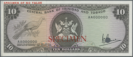 03108 Trinidad & Tobago: 10 Dollars ND(1977) Specimen P. 32s, Zero Serial Numbers And Specimen Overprint, Cancellation H - Trinidad & Tobago