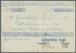 04310 Deutschland - Notgeld - Württemberg: Nagold, Stadtgemeinde, 5 Mio. Mark, 20.8.1923, Gedr. Scheck Auf Gewerbebank N - [11] Local Banknote Issues