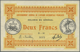 02883 Senegal: Gouvernement Général De L'Afrique Occidentale Française, Colonie Du Senegal 2 Francs L.11.02.1917, P.3c, - Senegal