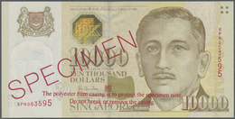 02906 Singapore / Singapur: 10.000 Dollars ND(1999) Specimen P. 44s, Regular Issue With Serial Numbers And Specimen Over - Singapore