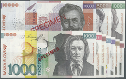 02910 Slovakia / Slovakei: Set Of 6 Specimen Notes From 10 To 10.000 Tolarjev (1992-1997) In Condition: AUNC / UNC. (6 P - Slovacchia