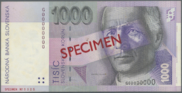 02912 Slovakia / Slovakei: Set Of 2 Specimen Notes Containing 20 And 1000 Korun 1995 P. 20s, 24s, First In UNC, Second I - Slovakia