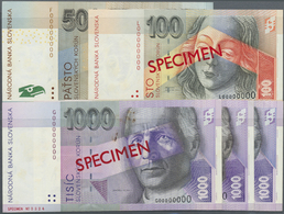 02915 Slovakia / Slovakei: Set With 5 Specimen Notes Comprising 100 Korun 1999 Specimen P.25cs (UNC), 500 Kroun 2000 Spe - Slovaquie