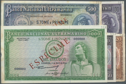 02837 Saint Thomas & Prince / Sao Tome E Principe: Set Of 5 Specimen Notes From 20 To 1000 Escudos 1956/1958 & 1964, The - Sao Tome And Principe