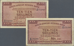 02945 South Africa / Südafrika: Set Of 2 Notes 10 Shilings 1947 P. 82e Used With Folds But No Holes Or Tears, Still Stro - Afrique Du Sud
