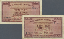 02945 South Africa / Südafrika: Set Of 2 Notes 10 Shilings 1947 P. 82e Used With Folds But No Holes Or Tears, Still Stro - Sudafrica