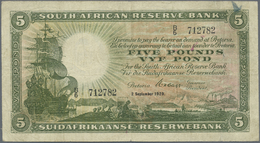 02950 South Africa / Südafrika: 5 Pounds 1929 P. 86a In Used Condition With Several Folds And Creases, Minor Border Tear - Afrique Du Sud