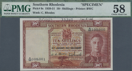 02973 Southern Rhodesia / Süd-Rhodesien: 10 Shillings ND(1939-51) Specimen P. 9s In Condition: PMG Graded 58 Choice Abou - Rhodésie