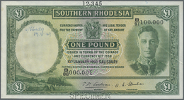 02974 Southern Rhodesia / Süd-Rhodesien: 1 Pound 1938 SPECIMEN, P.10es, Perforated "Specimen" At Lower Margin, Serial Nu - Rhodesia