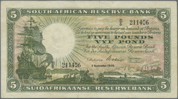 02982 Southwest Africa: 5 Pounds 1929 P. 86a, Used With Folds, No Holes, Still Strong Paper, Nice Colors, Condition: F+ - Namibie